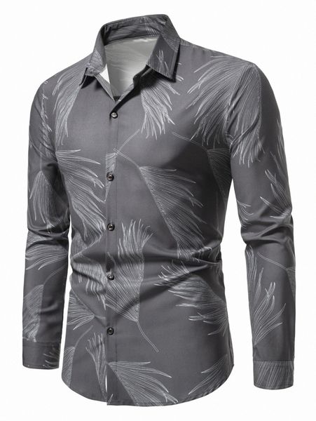 

men leaf print shirt 39am#, White;black