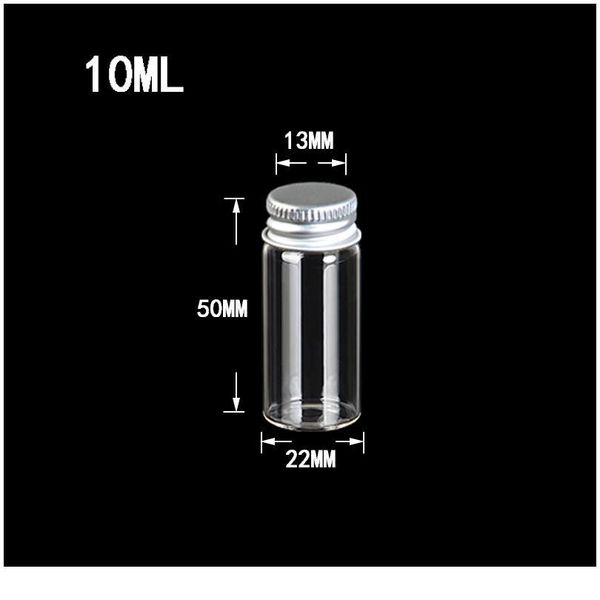 

22*50*1m 10ml mini glass bottles with metal cap empty small wishing bottle glass vials jars 1 bbyfsd