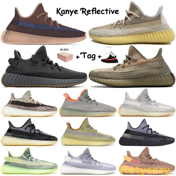 

fade kanye rflective running shoes natural cinder men women sneakers desert sage carbon marsh oreo tail light trainers with keychain box