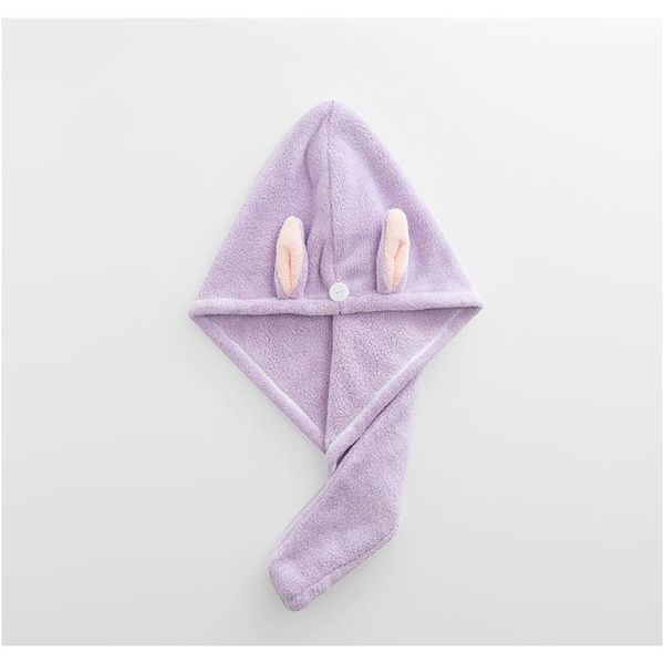

cartoon cute rabbit ears shower cap thickened coral velvet absorbent instant dry superfine fiber wrap turban f jllmlm