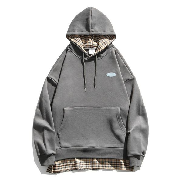 

2021 new hip-hop high street retro chess sew hoodie fashion couple's jacket two pieces man and woman l360, Black