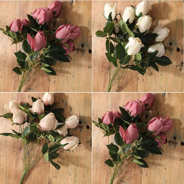 

2020 artificial silk rose bud flowers bouquets floral diy wedding house interior decoration party home garden office decoration