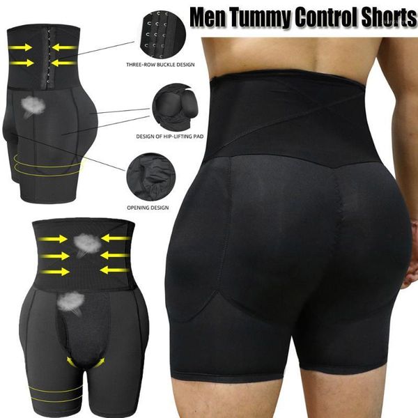 

mens bulifter padded waist trainer abdominal binder male shaper slimming modeling strap girdle tummy control belt shorts1, Black;brown