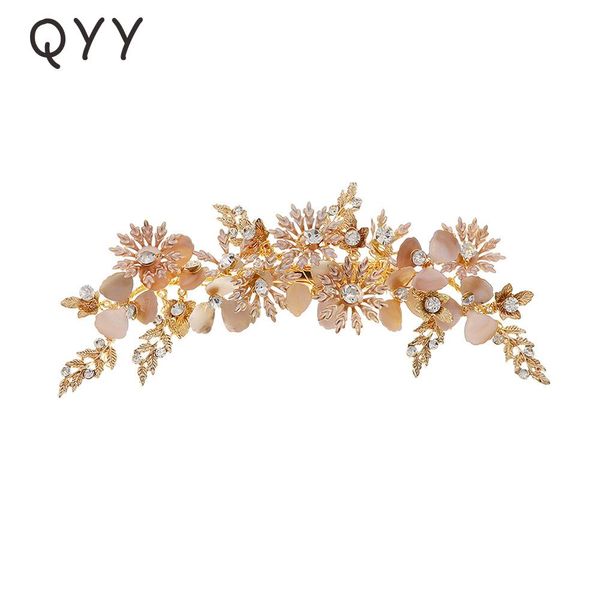 

fashion flower hair barrettes for women accessories gold color handmade rhinestone hair pins party wedding headpiece jewelry yxlzyd