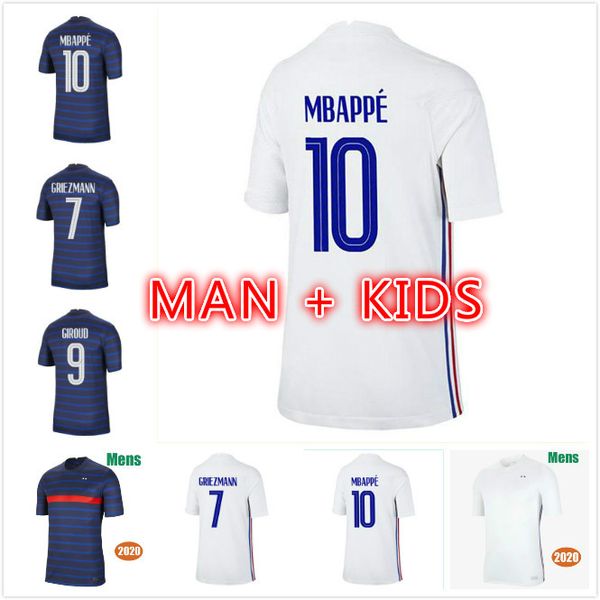 

2020 2021 mbappe griezmann pogba soccer jerseys 20 21 francia maillot de foot varane training football shirts kante men + kids kit, Black;yellow