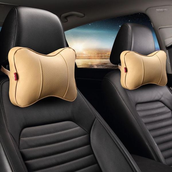 

car headrest neck pillow auto 3d double side leather u shaped cervical spine pillow support relieve pain and sore1