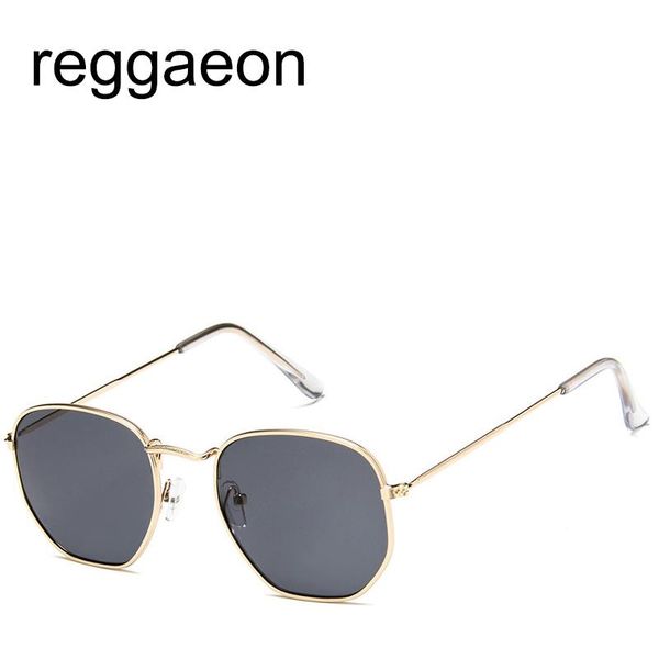 

sunglasses 2021 fashion men brand designer small frame polygon women vintage sun glasses hexagon metal uv400, White;black