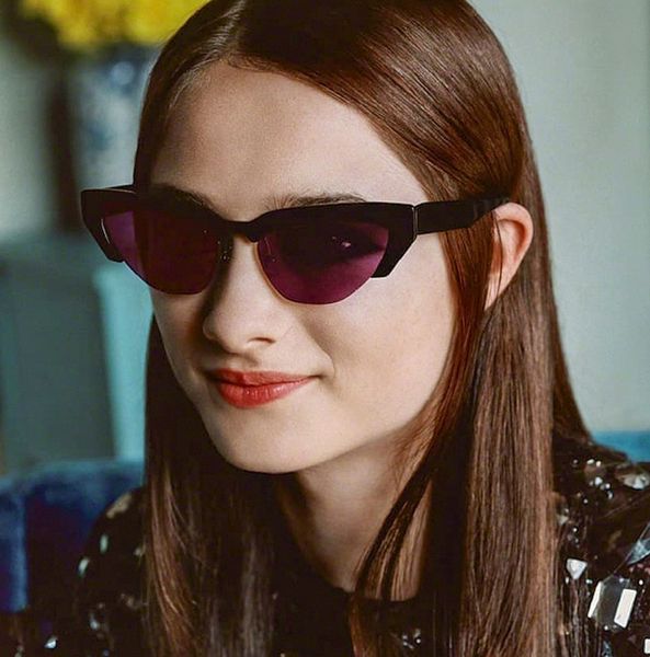 

2019 new small cat eye sunglasses women fashion retro half frame black purple glasses trendy tinted color shades uv400 oculos, White;black