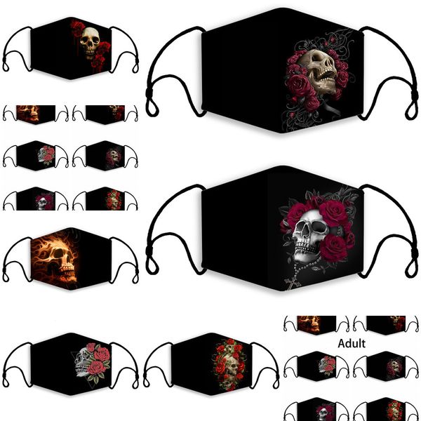 

face printed factory masks halloween skull party rose cover mouth breathable dust pm2.5 washable reusable adjustable 2 p9o1b