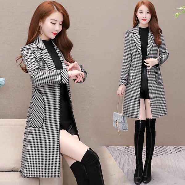 

women's trench coats lattice windbreaker female autumn coat classic single-breasted slim ladies long sleeve thicken 3xl, Tan;black