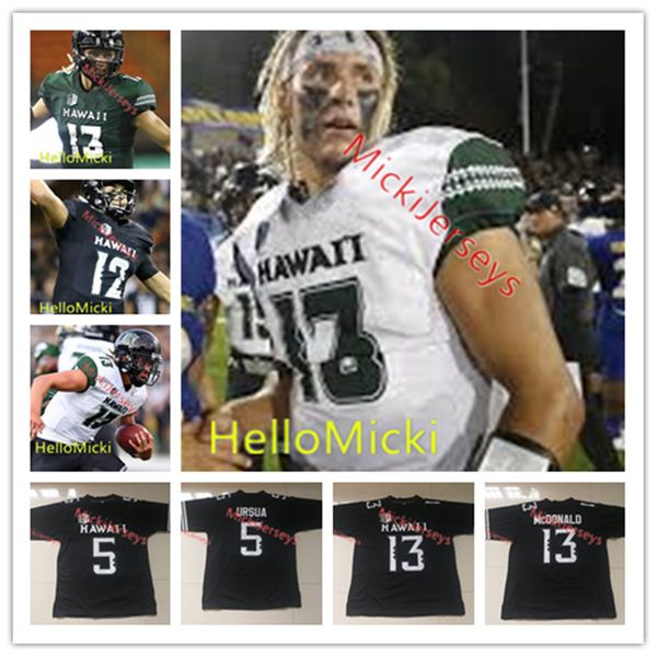 

hawaii rainbow warriors football jersey cole mcdonald john ursua jahlani tavai isaiah tufaga chevan cordeiro armani edden hawaii jersey, Black