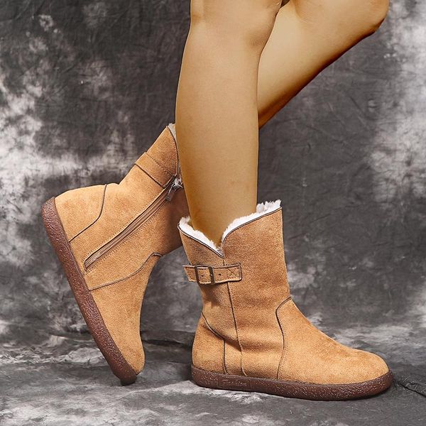 

зимние сапоги женщины flock плюшевые теплые шитье flats женская обувь женщины короткие сапоги casual zipper winter голеностопного femmes bot, Black