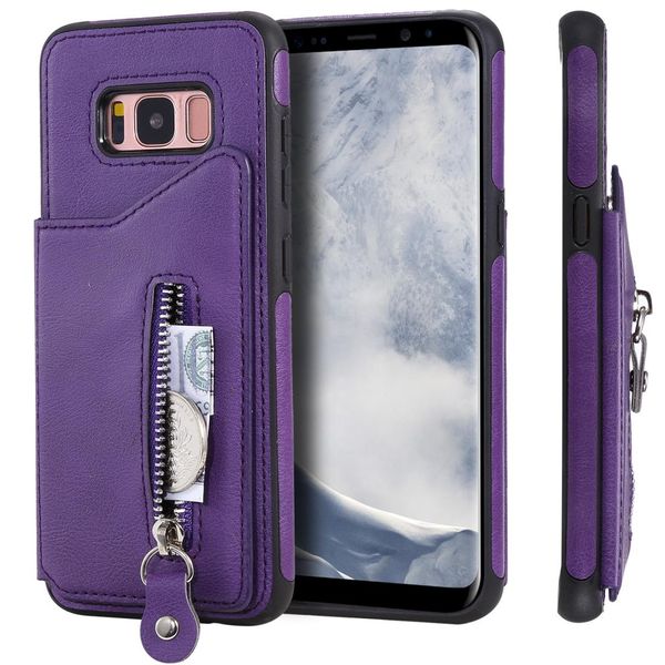 

for galaxy s8 solid color double buckle zipper shockproof protective case