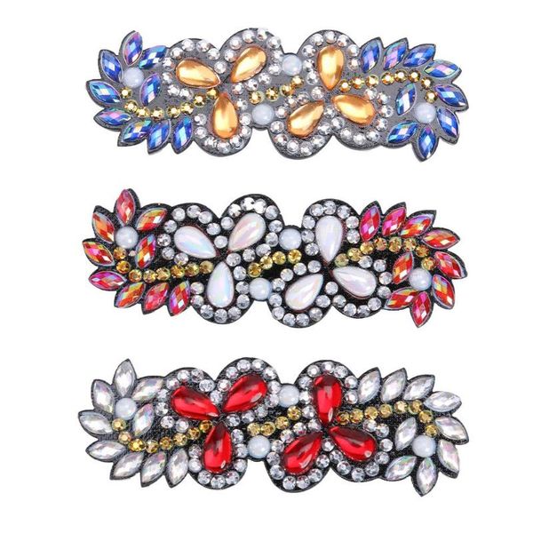 

3pcs diy full drill painting hair clip flower leaf barrette hairpin, Golden;silver