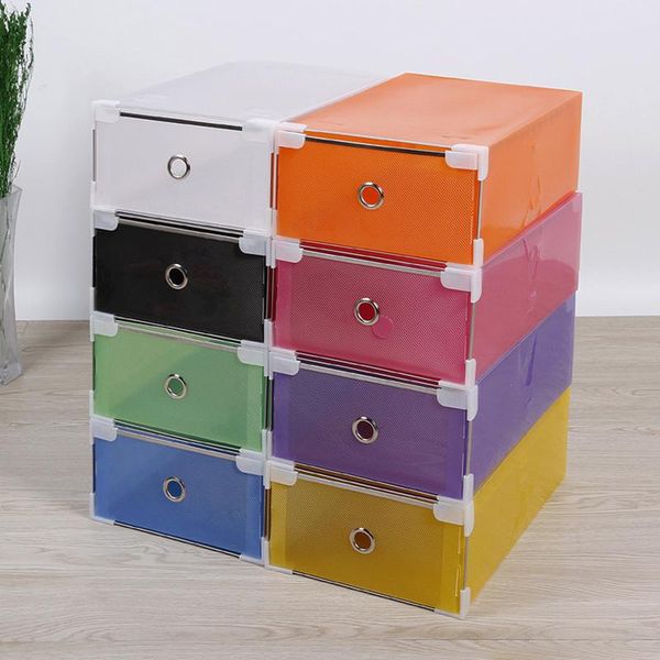 

double one 5pcs/set jewelry display plastic storage box shoe storage box case transparent organizer, Pink;blue