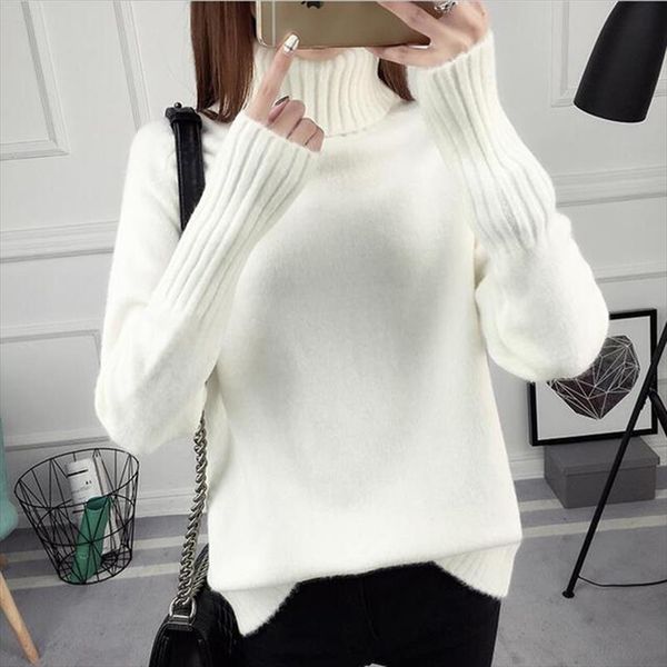 

turtleneck sweater women autumn winter sweater solid kintted long sleeve pullovers womens jumper pull femme river, White;black