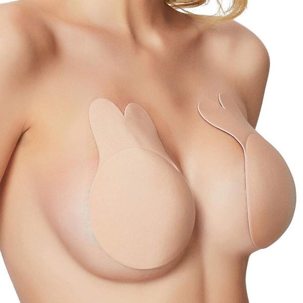 2 teile/para Wiederverwendbare Silikon Nippel Abdeckung Pasties Aufkleber Selbstklebende Brust Lift Up Band Push-Up-BH Unsichtbar Kaninchen Cache Teton