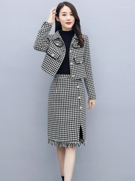 

japanese elegant slim fashion skirt thick 2 piece set women suits office sets skirt ropa de mujer and jacket set eh50sk1, White