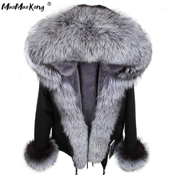 

winter real raccoon fur collar parkas faux fur lined short jacket coat dhl, Black