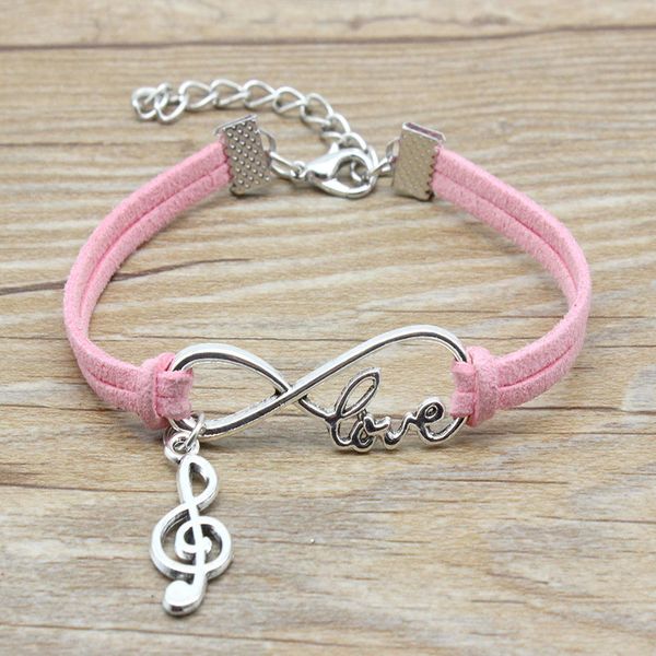 

infinity love musical note charm bracelet suede leather adjustable bracelets women girl minimalist friends gifts jewelry, Golden;silver