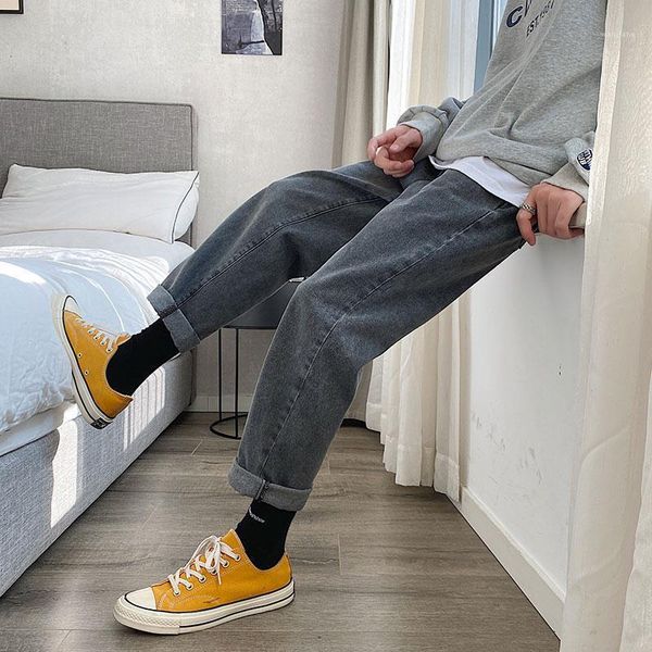 

autumn and winter japanese street hip-hop wide-leg jeans long pants male large size loose straight-leg retro trousers men jeans1, Blue
