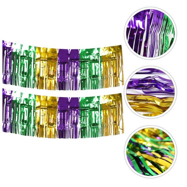 

2pcs tassel curtain hangings background curtain party decor (colorful