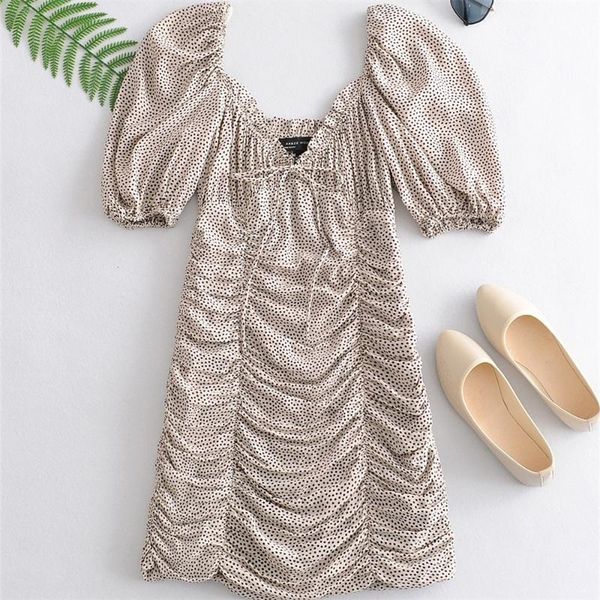 

2020 summer women's new v-neck short-sleeved fashion wavelet temperament slim slimming bag hip fold tight mini dress, Black;gray