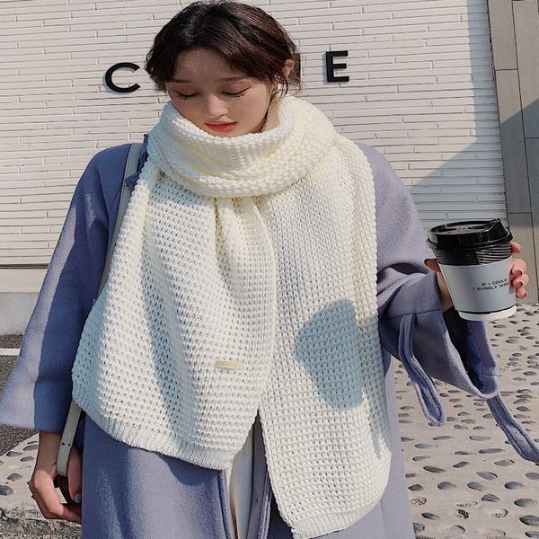 

autumn and winter new korean pure color knitting wool scarf for boys and girls, Blue;gray