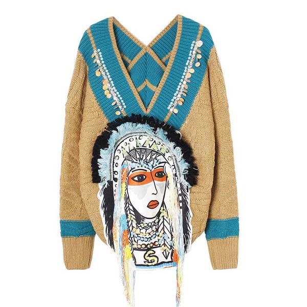 

2021 plus female size single design blouses long new fashion loose neck patches cartoons crocheted frizzy tassel mesh jgfr, White;black