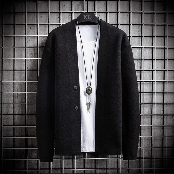 

men's sweaters t-shirt cardigan sweater jacket korean fashion wear thick versatile spring and autumn coat, White;black