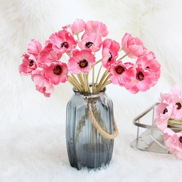 

10pcs high-grade pu simulation poppy artificial fake flower wedding decoration bride handholding bouquet farmhouse decor poppies1