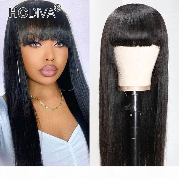 

brazilian remy human hair bang wigs 10-26 inch pre plucked natural black straight wave full machine made lace front wigs body wave 150%, Black;brown
