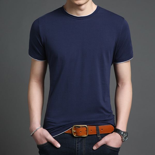 

brand men's t-shirt round collar bottom youth for male short sleeve pure color repair kg-212, White;black