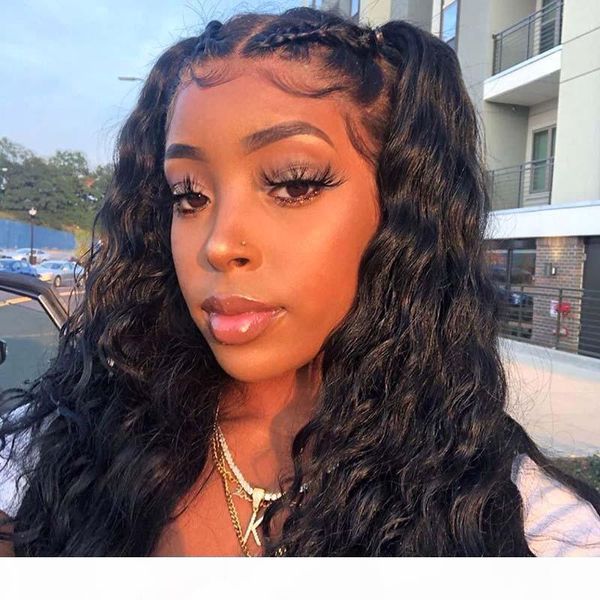 

jyz beauty 360 lace frontal wig natural wave human hair wigs bleached knots swiss medium brown color lace 150 density ing, Black;brown