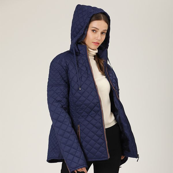 

2021 the new new new female plus-size cotton-quilted european jacket -american ladies loose coat qshu, Black
