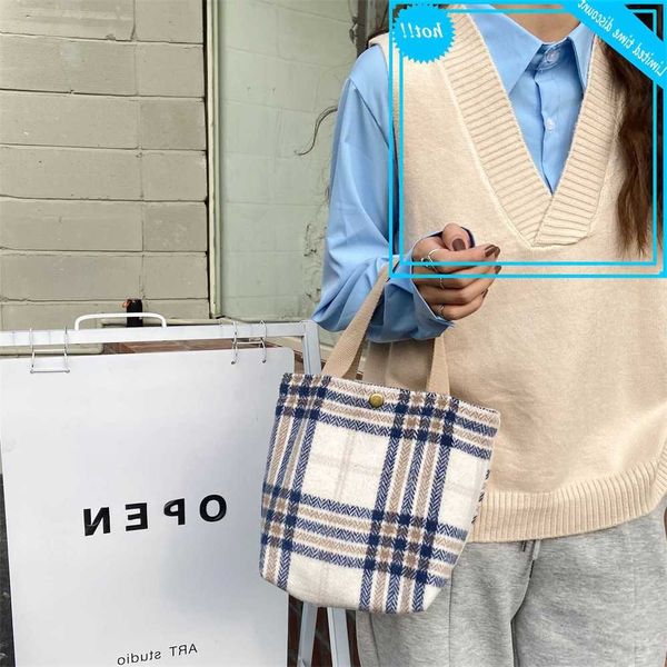 

08181 2020 new japanese and korean simple woolen bento bag