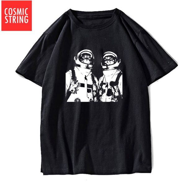 

sport cosmic string 100% cotton big size space cat print men t shirt casual summer loose cat men tshirt cool o-neck t-shirt men tees