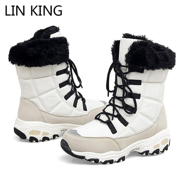 

fashion warm plush boots for women winter shoes chunky platform snow boots thick sole wedges cotton shoes socofy high booties, Black