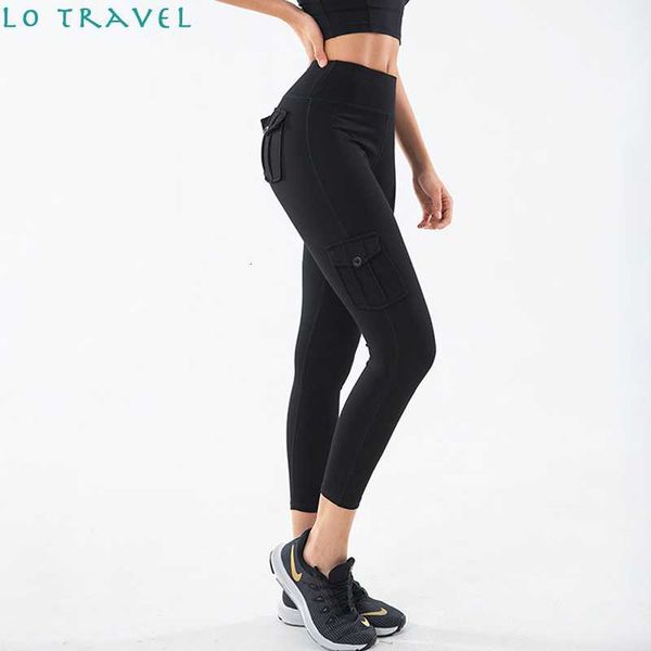 

lotravel 2021 new yoga pants women's high-waist hip-lift fitness pant stretch gym sports running leggings with side pockets, White;red