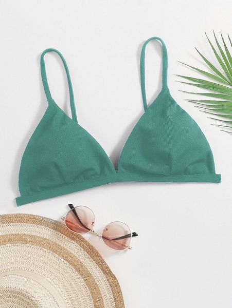 

plus solid triangle bikini n9nn#, Black