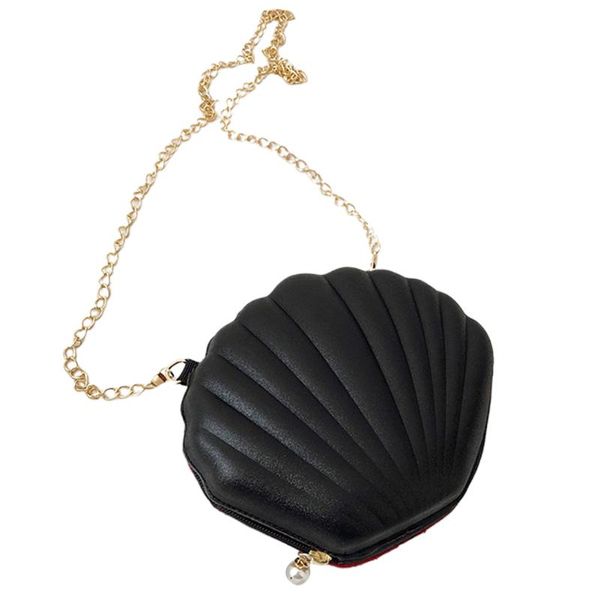 

shoulder bags women zipper closure fashion party shopping shell shaped cute casual crossbody bag metal chain bling sequins messenger