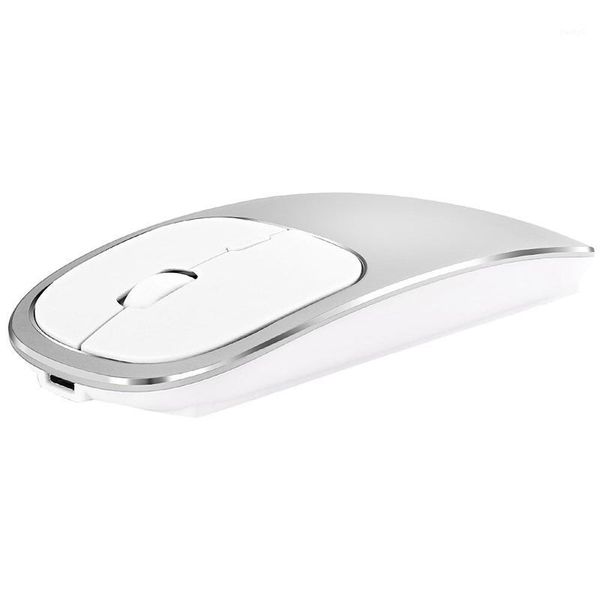 

metal bluetooth and 2.4g wireless mouse alloy ultra-thin recharge portable ergonomic mice for mac pc lapsilver1