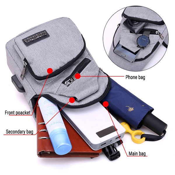 

men usb charging waterproof oxford canvas crossbody small sling single shoulder bags travel chest pack male 2020