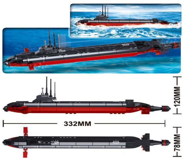 

sluban b0391 атомная подводная лодка армии военно-морское воеводство diy модель строительные блоки детские кирпичи игрушки рождественский по