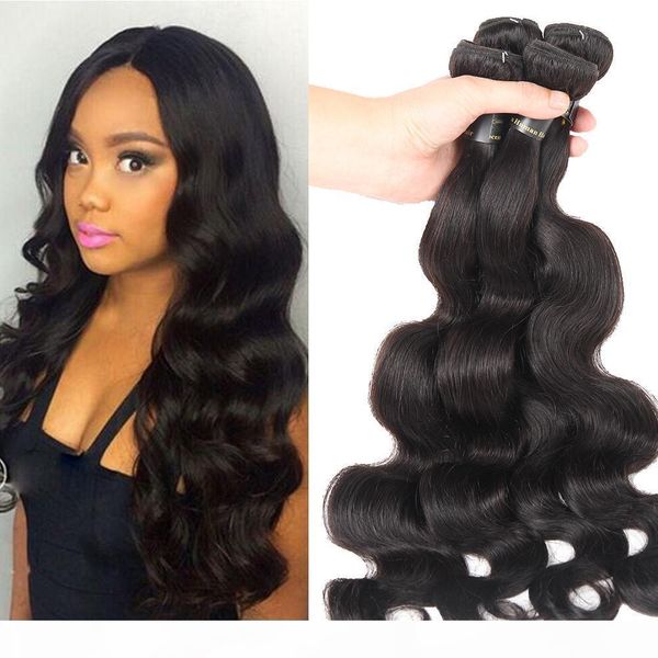 

brazilian human hair extensions 3 4 pcs malaysian peruvian mongolian cambodian unprocessed body wave hair bundles brazilian virgin hair, Black