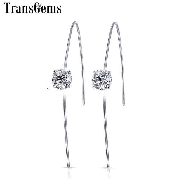 

transgems solid 14k 585 white gold 2ctw 1ct each 6.5mm gh color moissanite drop earrings for women moissanite dangle earrrings y200620, Golden