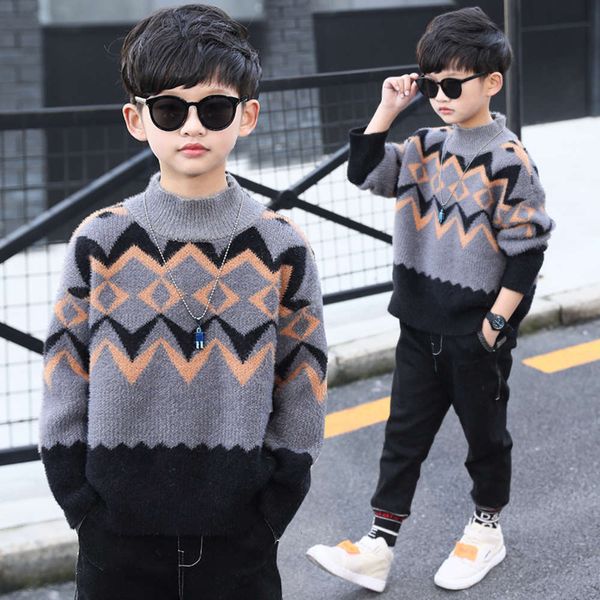 

pullover clothing boys' t-shirt 12 middle school children 13 children's basic sweater 15 years old autumn, Blue