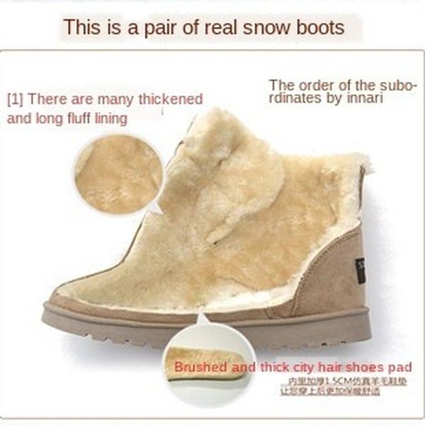 

new winter snow boots women street martin short boots lace-up large size cotton-padded shoes warm velvet shoes for students, Black