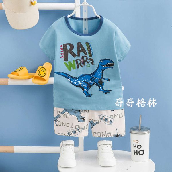 

cotton spring summer new cool children's short sve shorts air conditioning home cloth boys and girls' pajamas suit, Blue;red
