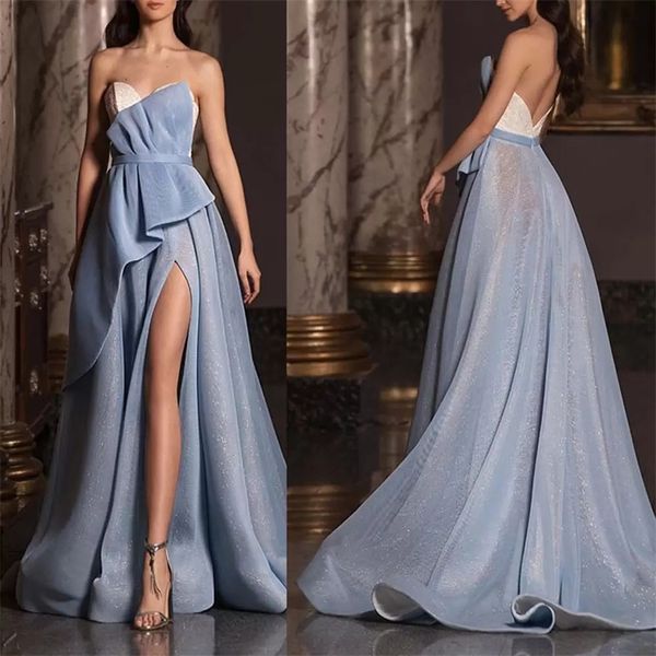 

elegant light blue mermaid prom evening dresses sequins tulle side split sweetheart sleeveless women formal cocktail prom gowns, Black;red